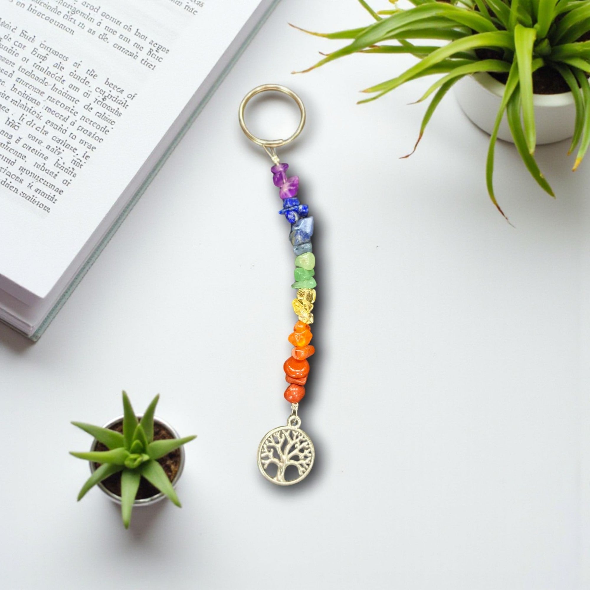 7 Chakra Crystal Chips Key Ring | Bag Hanging for Positivity