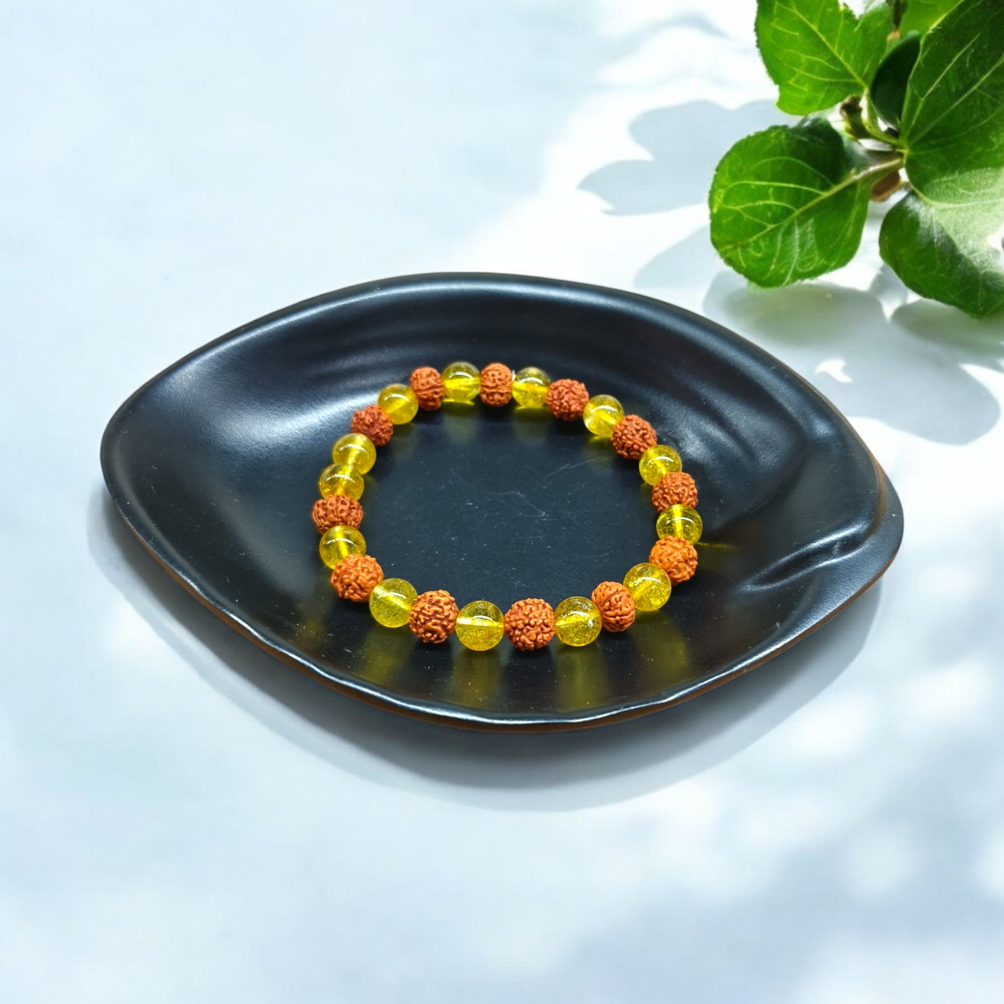 Rudraksh with Citrine 8 MM AAA