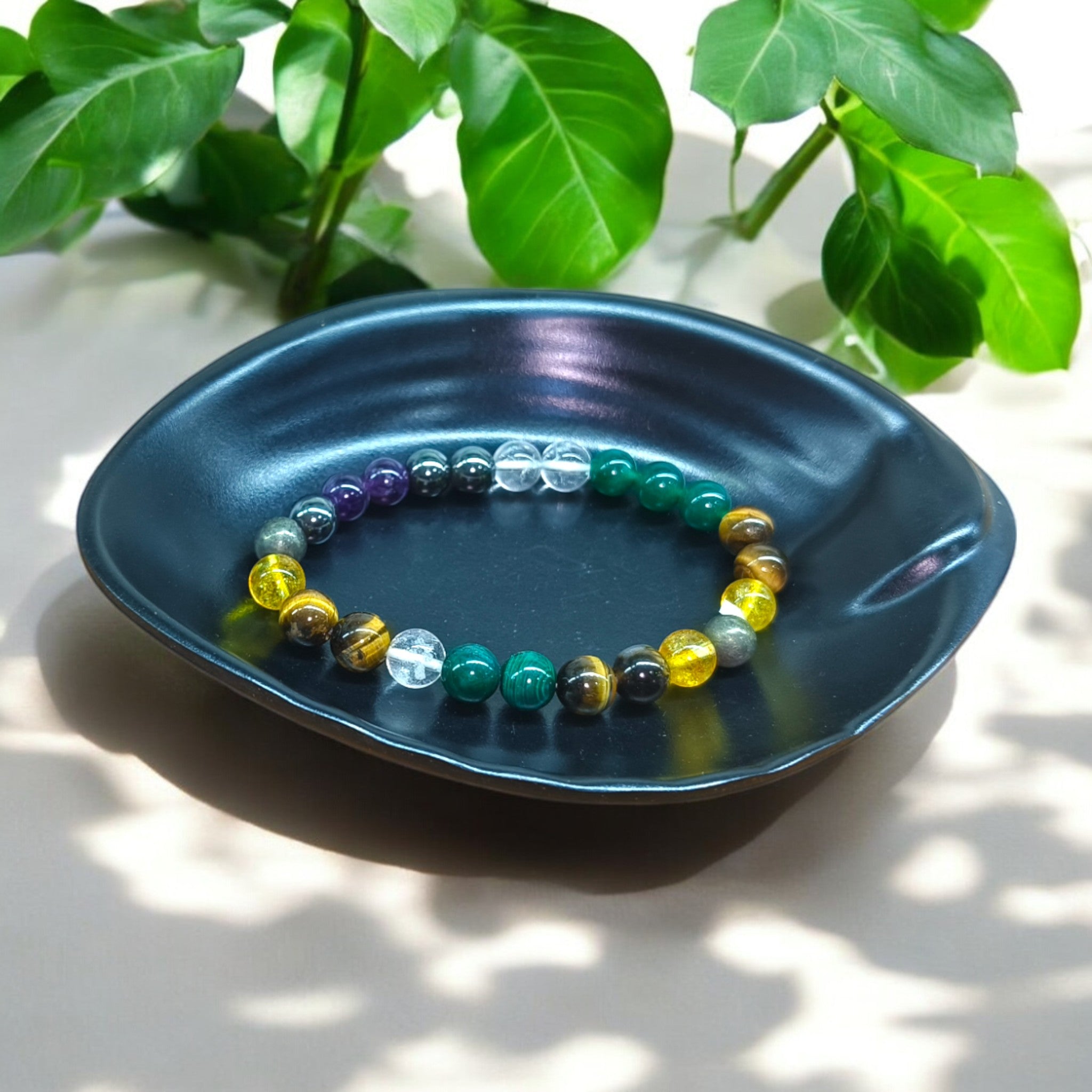 "Money Magnet bracelet featuring eight prosperity stones – natural handmade jewelry"