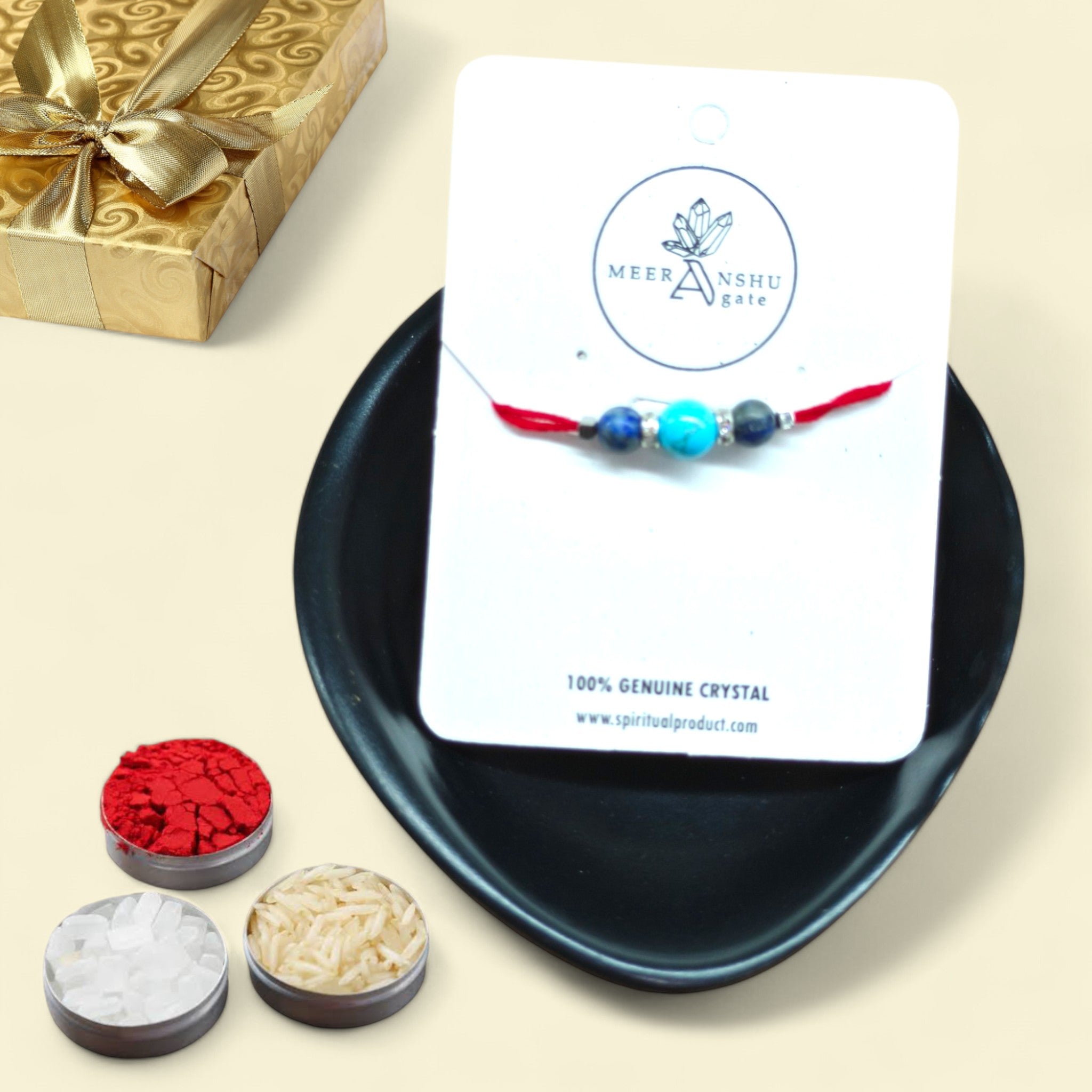 Voice of Truth – Turquoise & Lapis Lazuli  Small Rakhi