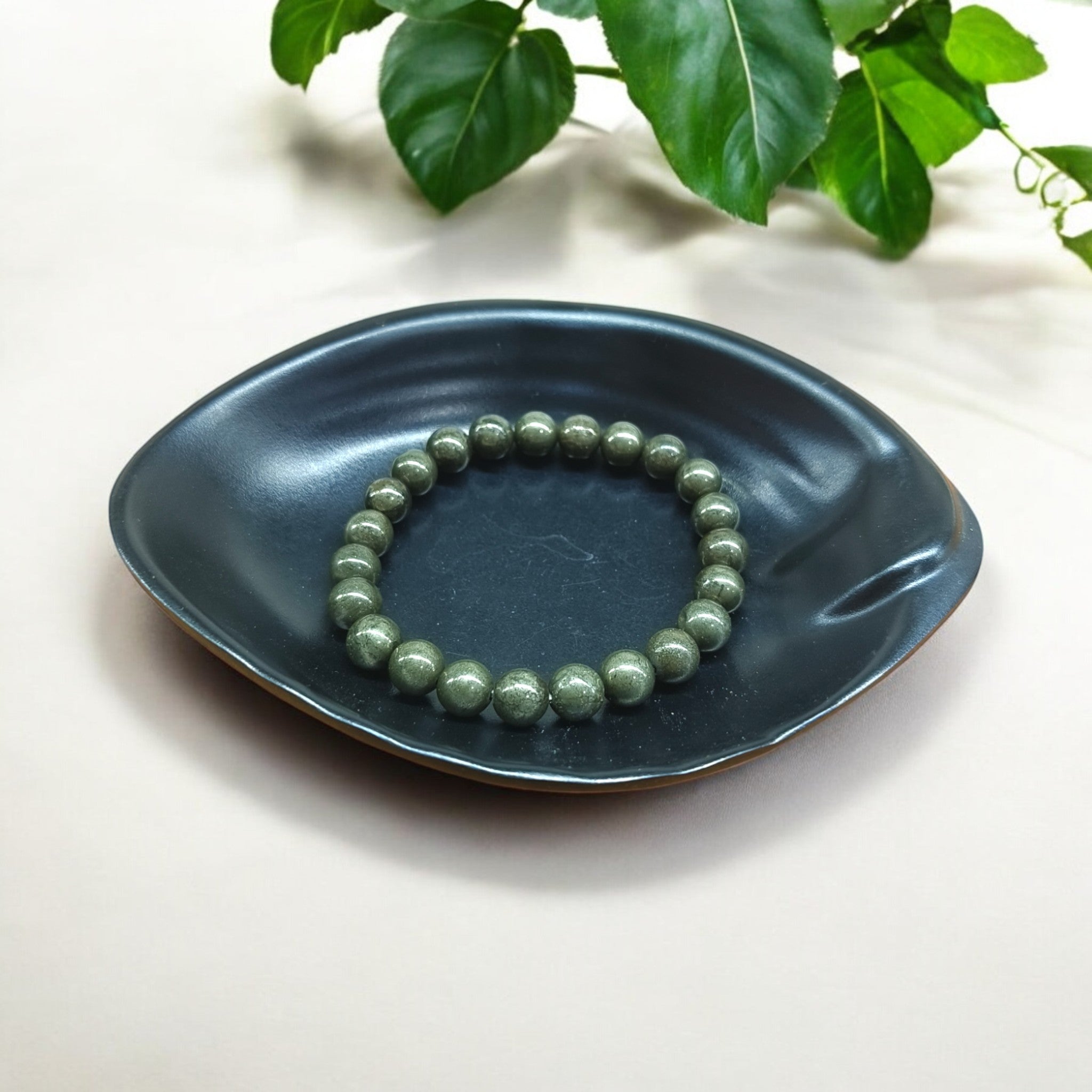 "8 mm Pyrite bead bracelet for confidence, protection and abundance"