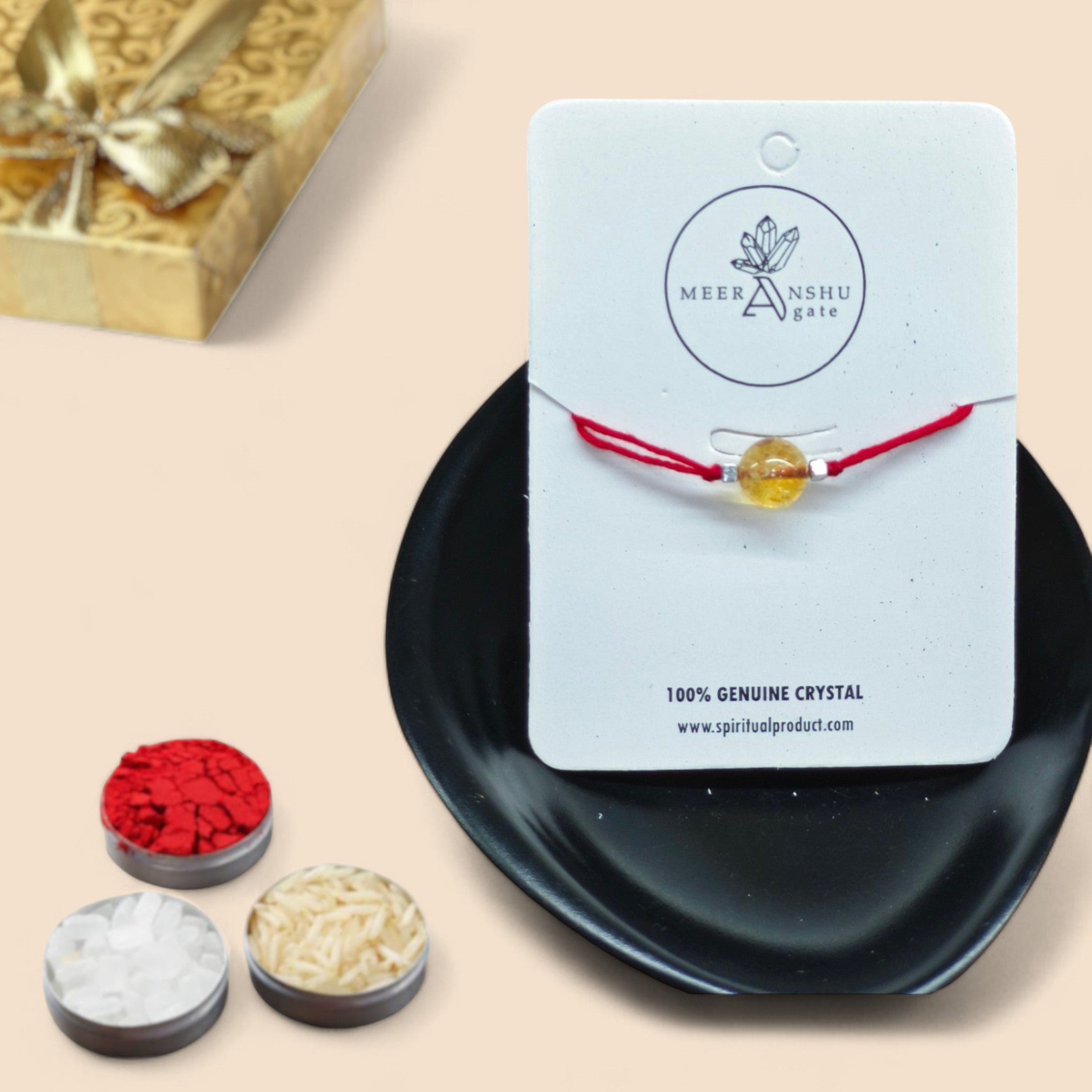 Citrine Single Bead Rakhi