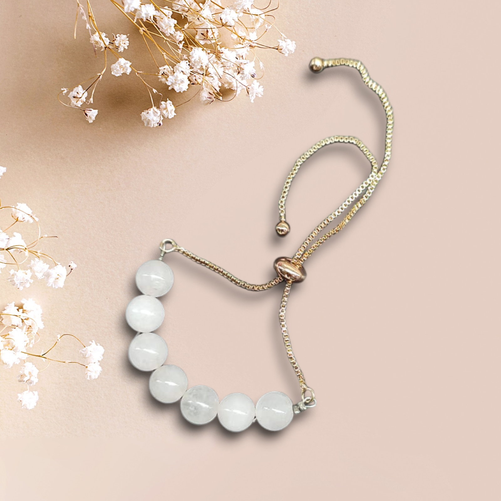 Rose Quartz - Flexible Metal Chain