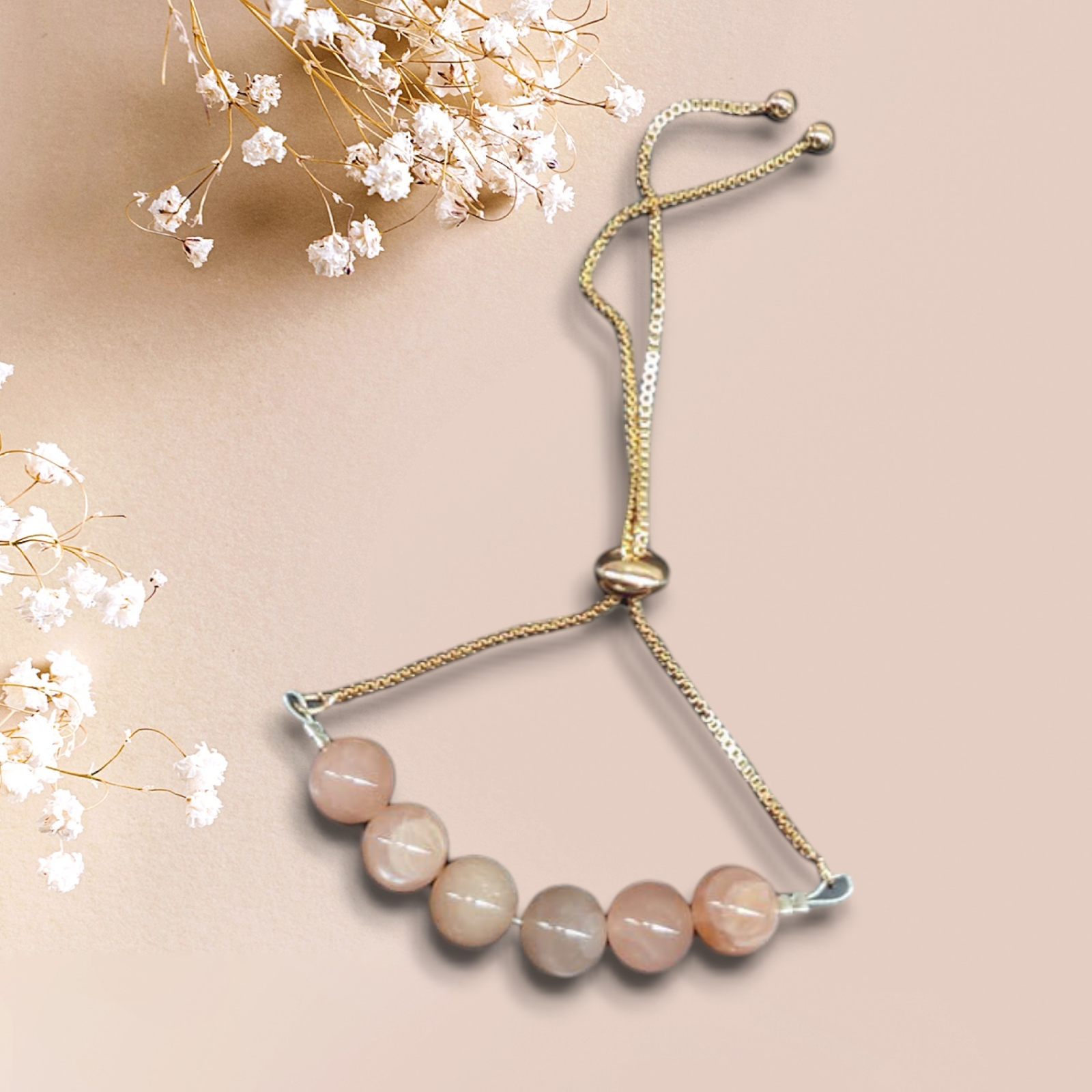 Peace Moonstone- Flexible Metal Chain