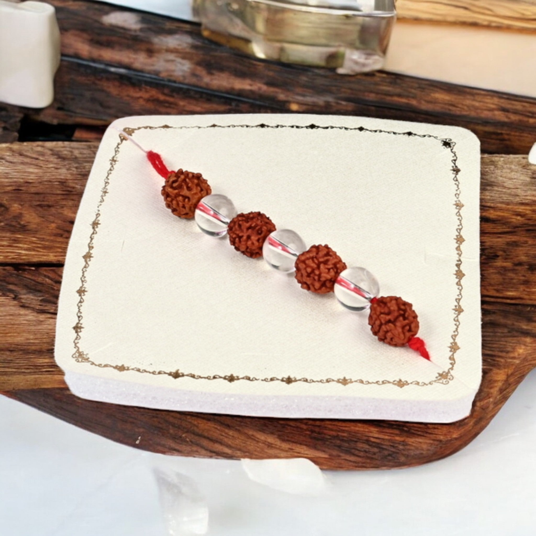 Clear Quartz + Rudraksha Rakhi