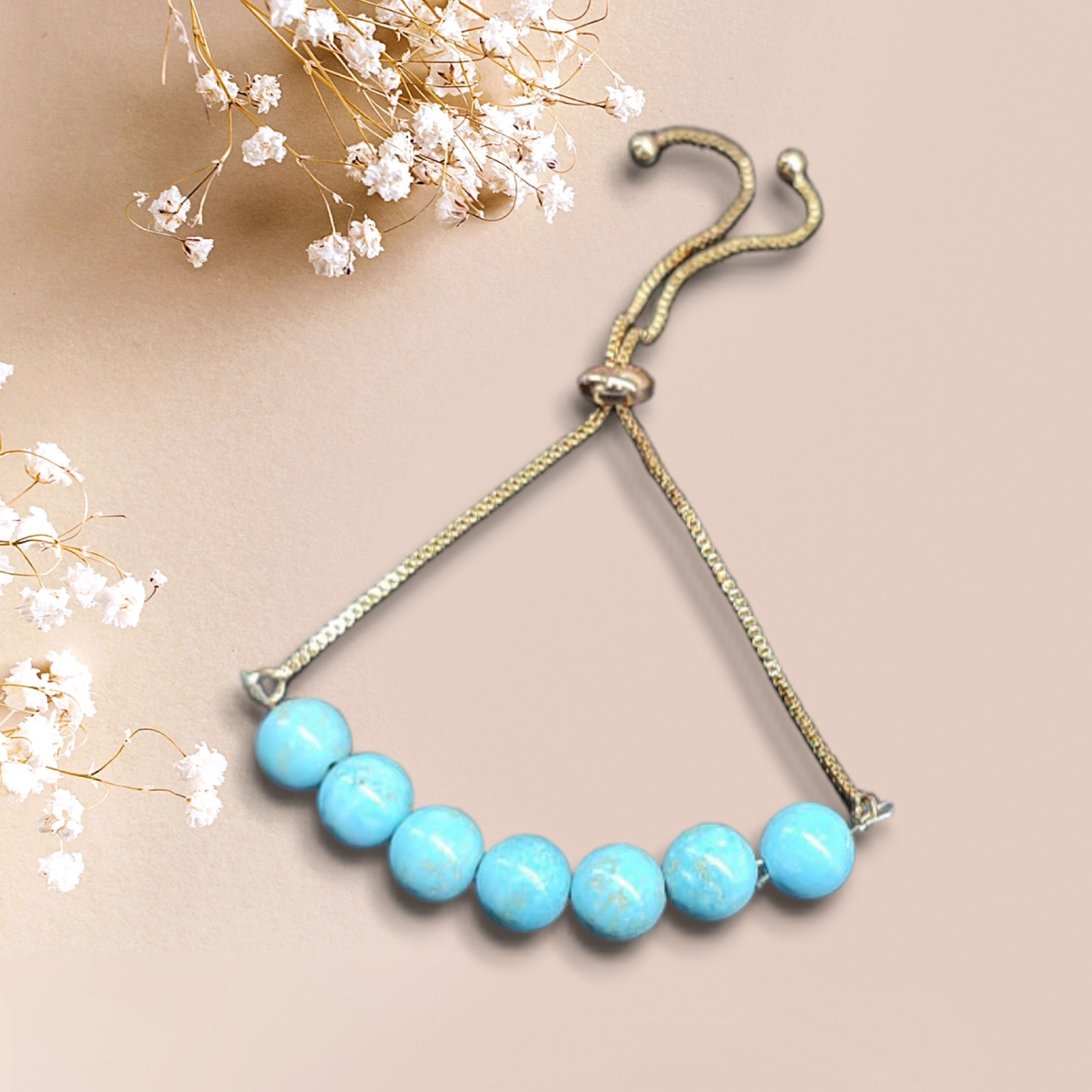 TURQUOISE BRACELET IN FLEXIBLE METAL CHAIN